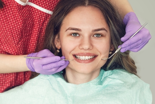 woman getting a dental crown